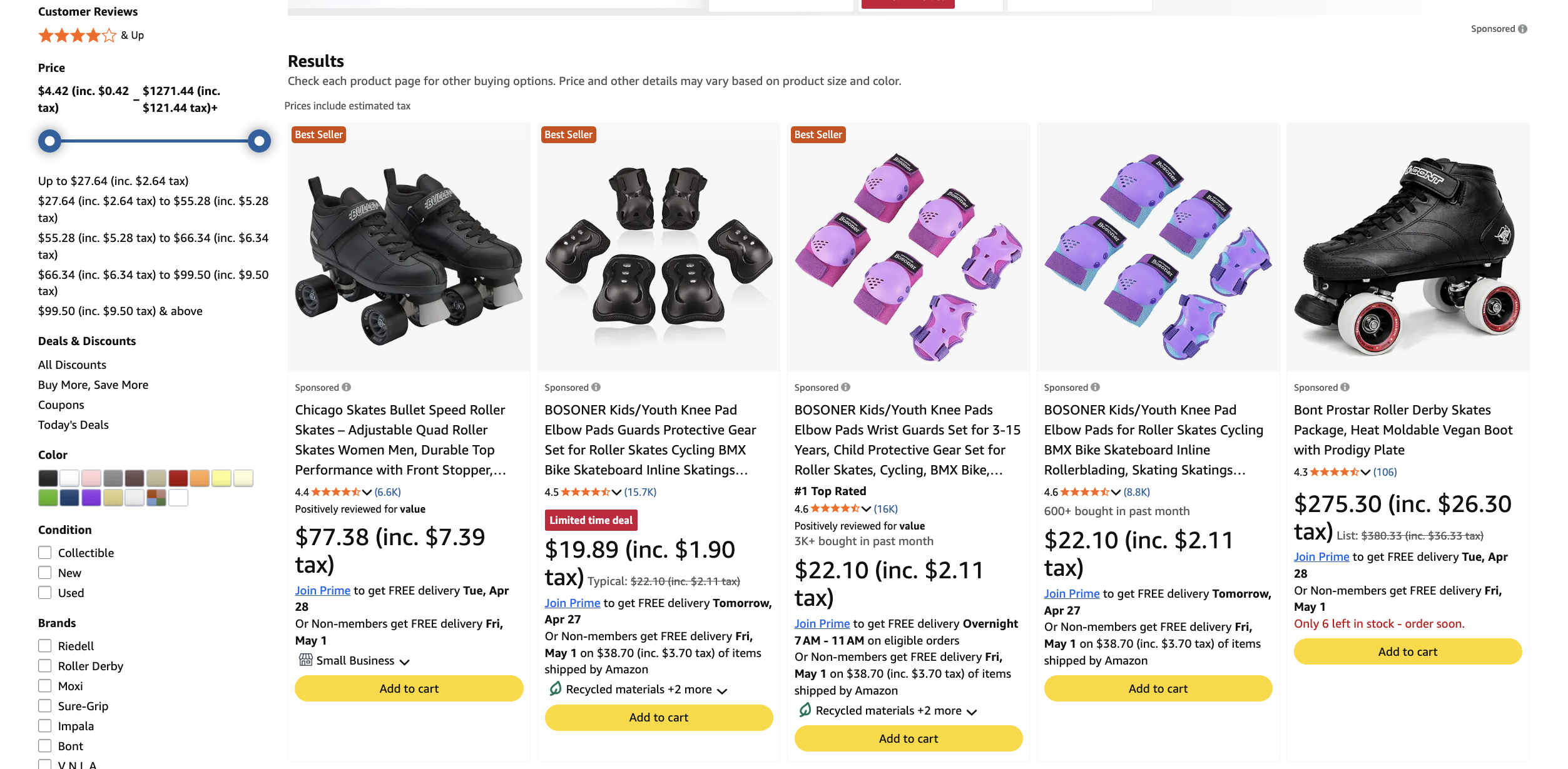 Extension preview showing tax-inclusive total and breakdown on a product listing