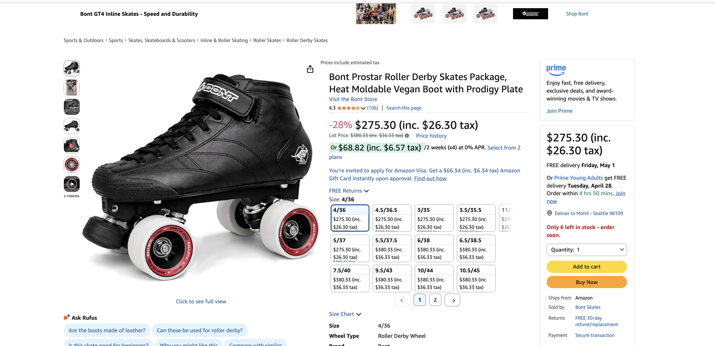 Extension preview on marketplace page with clear estimated total and tax amount